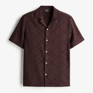 Regular Fit Crochet-look Resort Shirt